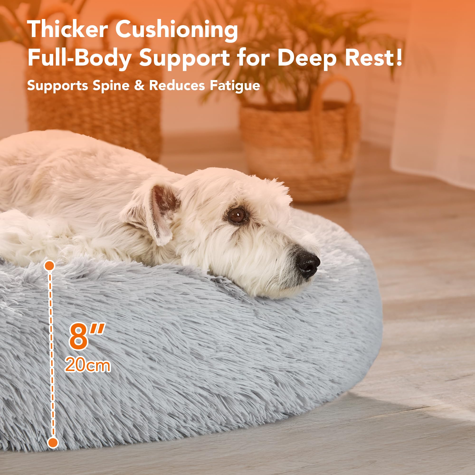 Deconovo Medium Dog Bed - Fluffy Dog Bed For Medium-Sized Dogs & Cats, Calming Anti-Anxiety Donut Pet Bed With Plush Comfort, Wa
